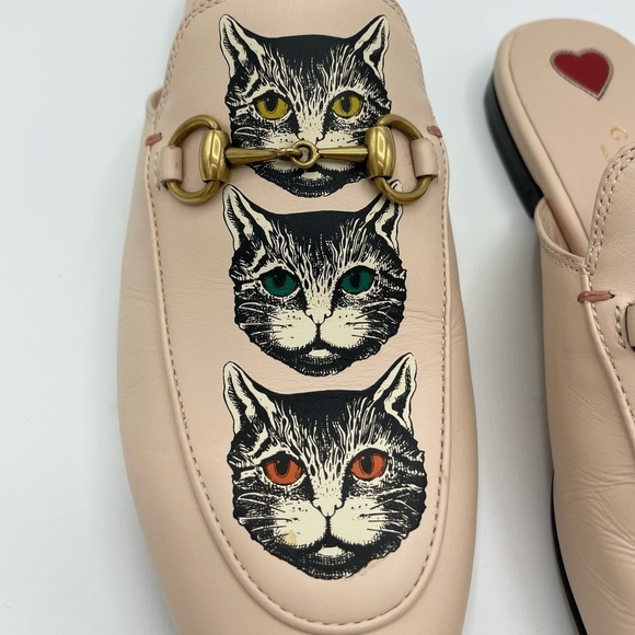 GUCCI Women's Princetown Leather Mule Slide Mystic Cat Pink Horsebit 36 - Picture 10 of 12